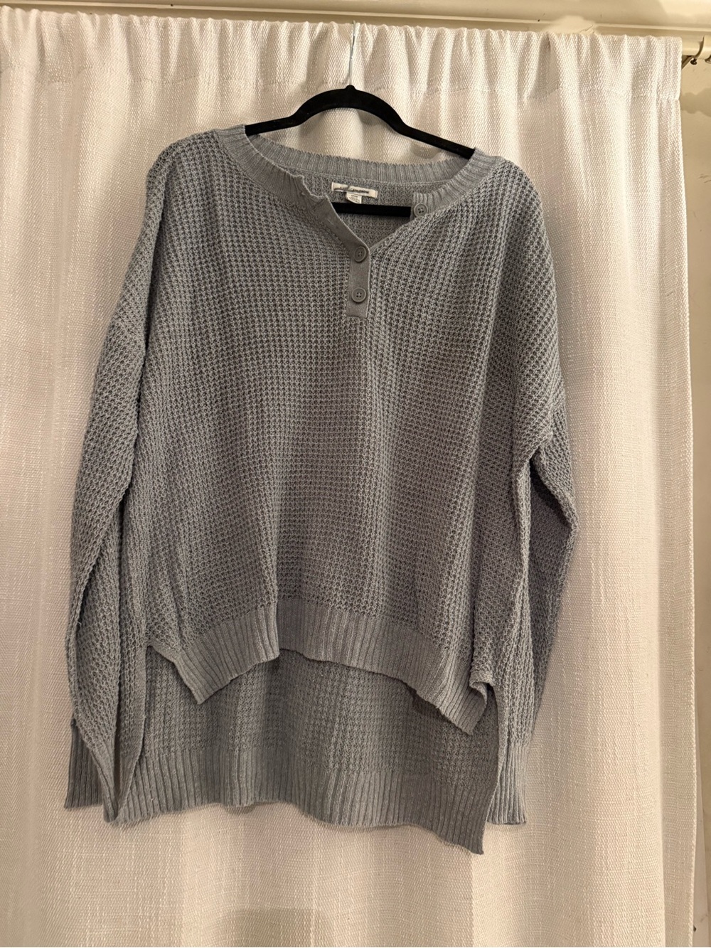 American Eagle Outfitters Light Blue Waffle Henley Sweater